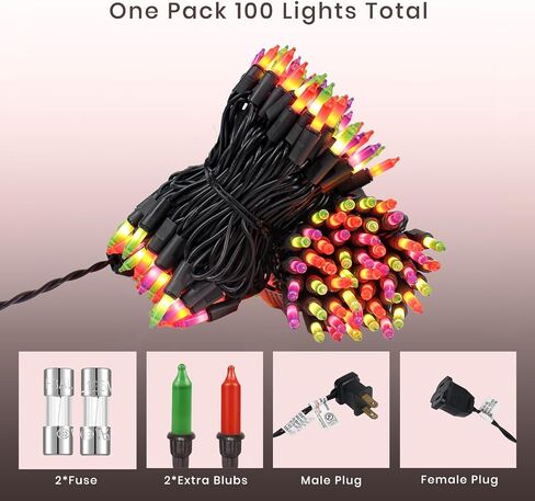 Christmas Tree Lights, 200 Count (2×100) Incandescent, 53ft Green Wire – UL Listed Waterproof Outdoor Connectable Warm White Lights with Spare Bulbs & Fuses, for Yard & Home Décor in Saudi Arabia