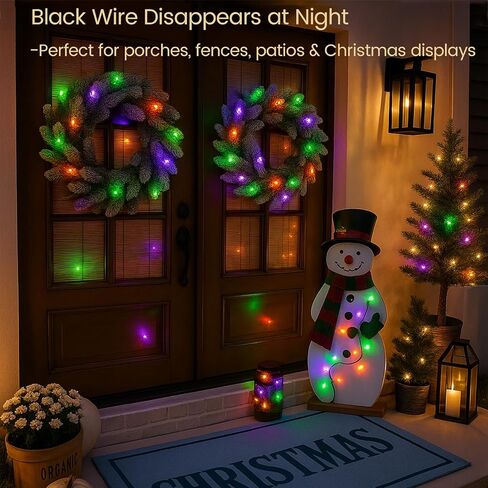 Christmas Tree Lights, 200 Count (2×100) Incandescent, 53ft Green Wire – UL Listed Waterproof Outdoor Connectable Warm White Lights with Spare Bulbs & Fuses, for Yard & Home Décor in Saudi Arabia