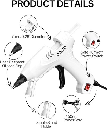 مسدس غراء ساخن مع 30 عصا، مجموعة مسدس غراء ساخن صغير سريع التسخين 20 وات ومجموعة عصي للحرف المدرسية والفنون المنزلية والإصلاحات المنزلية السريعة، أبيض in Kuwait