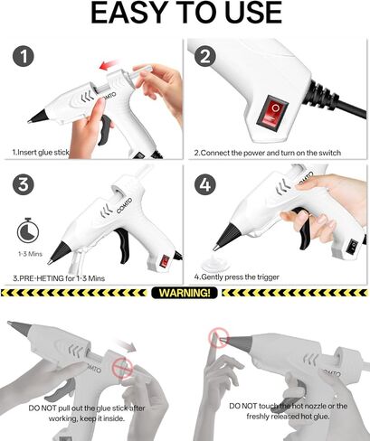 مسدس غراء ساخن مع 30 عصا، مجموعة مسدس غراء ساخن صغير سريع التسخين 20 وات ومجموعة عصي للحرف المدرسية والفنون المنزلية والإصلاحات المنزلية السريعة، أبيض in Kuwait
