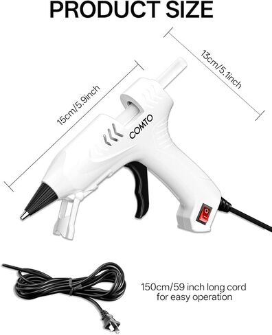 مسدس غراء ساخن مع 30 عصا، مجموعة مسدس غراء ساخن صغير سريع التسخين 20 وات ومجموعة عصي للحرف المدرسية والفنون المنزلية والإصلاحات المنزلية السريعة، أبيض in Kuwait