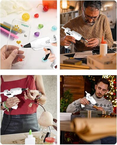 مسدس غراء ساخن مع 30 عصا، مجموعة مسدس غراء ساخن صغير سريع التسخين 20 وات ومجموعة عصي للحرف المدرسية والفنون المنزلية والإصلاحات المنزلية السريعة، أبيض in Kuwait