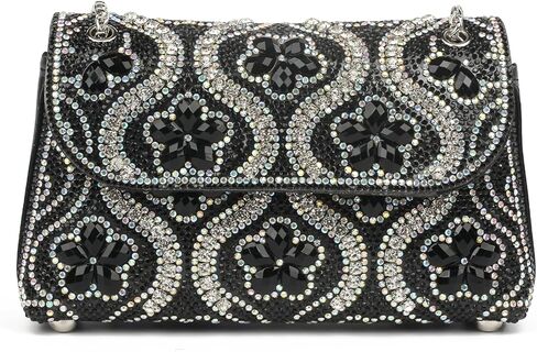 Flower Rhinestone Crystal Clutch Purse Shoulder Bag Sparkling Evening Bag for Wedding Prom Party Bride Guest in Kuwait