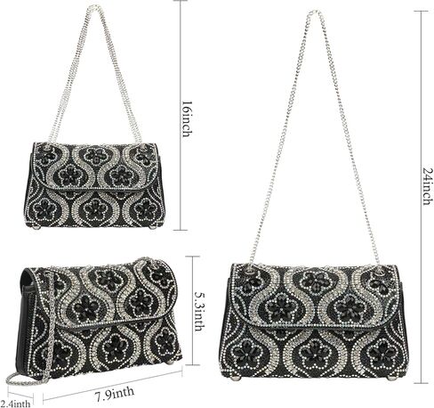 Flower Rhinestone Crystal Clutch Purse Shoulder Bag Sparkling Evening Bag for Wedding Prom Party Bride Guest in Kuwait