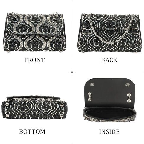 Flower Rhinestone Crystal Clutch Purse Shoulder Bag Sparkling Evening Bag for Wedding Prom Party Bride Guest in Kuwait