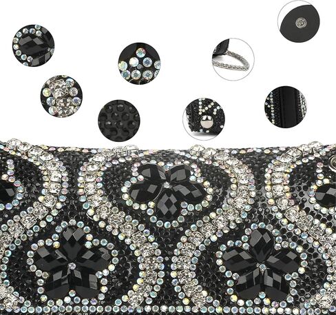 Flower Rhinestone Crystal Clutch Purse Shoulder Bag Sparkling Evening Bag for Wedding Prom Party Bride Guest in Kuwait