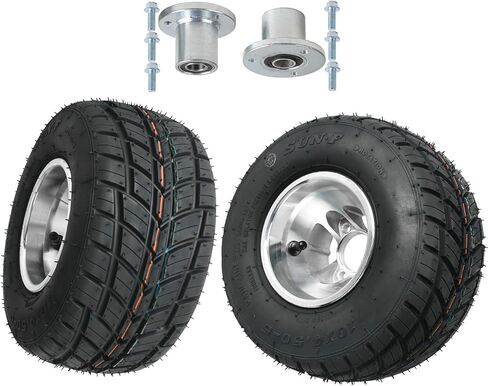 10x4.50-5 10x4.50x5 Go Kart Rain Tires with Aluminum Rims – Pre-Mounted 3-Stud Wheels, 4PR Tubeless, Universal Fit for Go Karts, Drift Trikes, Quads, Golf Carts & Lawn Mowers (Rain Tire) in Saudi Arabia