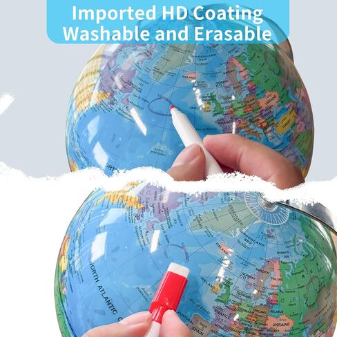 8'' Illuminated Globe for Kids(World Globe with Stable Heavy Metal Base Rewritable Easy-Read High Clear Map Educational Interactive for Children Learning STEM Toy Present for 3+ Years Old) in Saudi Arabia