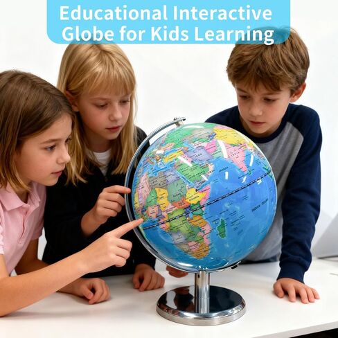 8'' Illuminated Globe for Kids(World Globe with Stable Heavy Metal Base Rewritable Easy-Read High Clear Map Educational Interactive for Children Learning STEM Toy Present for 3+ Years Old) in Saudi Arabia