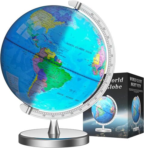 12" Illuminated World Globe for Children & Adults, Globe Lamp with World Map for Kids, Stable Heavy Metal Base, Interactive STEM Learning Gift & Night Light in Kuwait