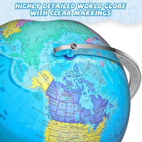 12" Illuminated World Globe for Children & Adults, Globe Lamp with World Map for Kids, Stable Heavy Metal Base, Interactive STEM Learning Gift & Night Light in Kuwait
