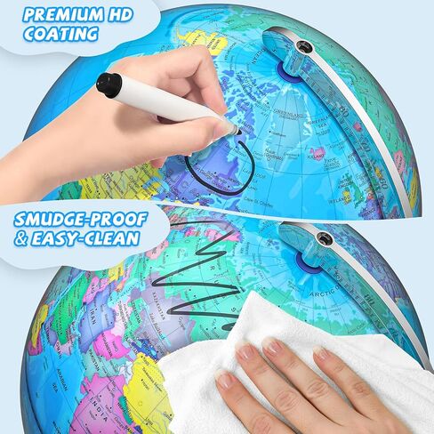12" Illuminated World Globe for Children & Adults, Globe Lamp with World Map for Kids, Stable Heavy Metal Base, Interactive STEM Learning Gift & Night Light in Kuwait