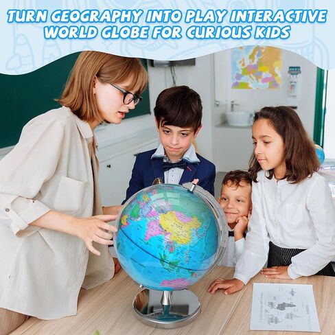 12" Illuminated World Globe for Children & Adults, Globe Lamp with World Map for Kids, Stable Heavy Metal Base, Interactive STEM Learning Gift & Night Light in Kuwait