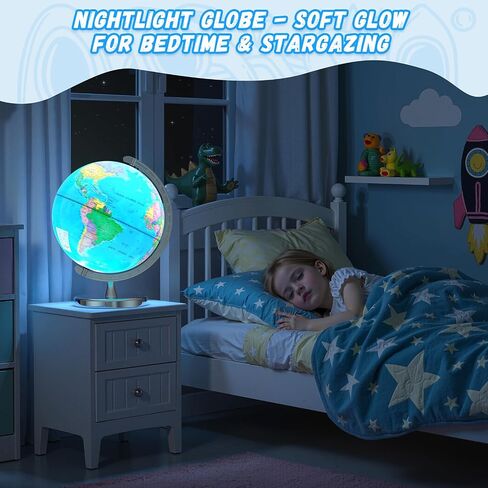 12" Illuminated World Globe for Kids & Adults with Metal Base in Kuwait