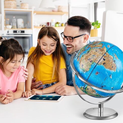 VEVOR Educational World Globe، 10 بوصة/254 مم، كرة أرضية تفاعلية للأطفال، مع تطبيق AR Golden، دوران 720 درجة، إضاءة LED ليلية، 197 معرفة ناشيونال جيوغرافيك، لعبة STEM، للأطفال من سن 4 إلى 10 سنوات in Kuwait