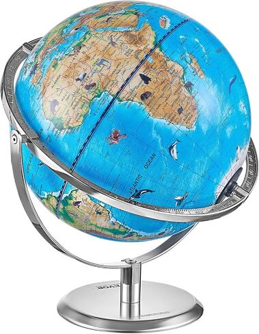 VEVOR Educational World Globe، 10 بوصة/254 مم، كرة أرضية تفاعلية للأطفال، مع تطبيق AR Golden، دوران 720 درجة، إضاءة LED ليلية، 197 معرفة ناشيونال جيوغرافيك، لعبة STEM، للأطفال من سن 4 إلى 10 سنوات in Kuwait