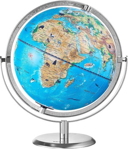 VEVOR Educational World Globe، 10 بوصة/254 مم، كرة أرضية تفاعلية للأطفال، مع تطبيق AR Golden، دوران 720 درجة، إضاءة LED ليلية، 197 معرفة ناشيونال جيوغرافيك، لعبة STEM، للأطفال من سن 4 إلى 10 سنوات in Kuwait