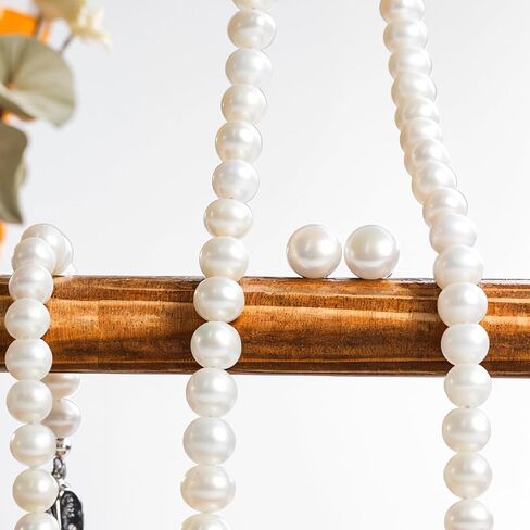 قلادة لؤلؤة المياه العذبة للنساء - 7-8 ملم AAA REAL REAL JEWELRY مجموعة قلادة ، سوار ، أقراط ، مثالية لحفل الزفاف ، الحفلات ، الذكرى السنوية in Saudi Arabia