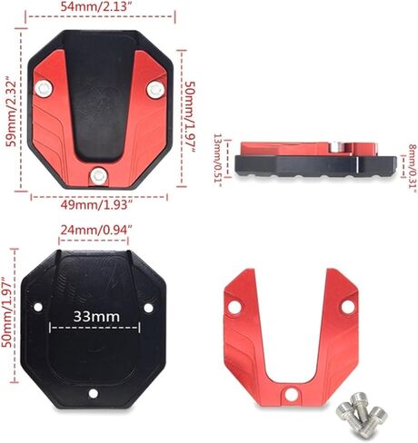 Frame Forks Universal Scooter Motorcycle Bike Kickstand Extender Foot Side Stand Extension Pad Support Plate Anti-skid Enlarged Base(Red) in Kuwait