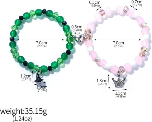BFF Bracelet for Wizard Witch Cosplay - 2 Friendship Matching Beaded Bracelets Merch Costume Jewelry Accessories - Halloween Party Gift Stuff for Best Friend (A) in Saudi Arabia