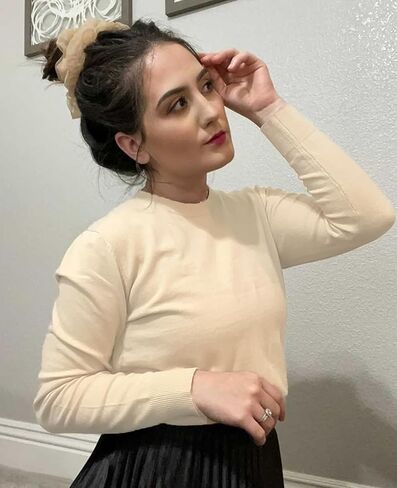 QUALFORT Women's Crewneck Sweater Pullover Soft Knitted Sweaters in Kuwait