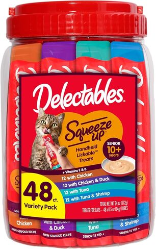 Hartz Delectables Squeeze Up Senior 10+ Interactive Lickable Wet Cat Treats 4 Count (Pack of 8) in Kuwait