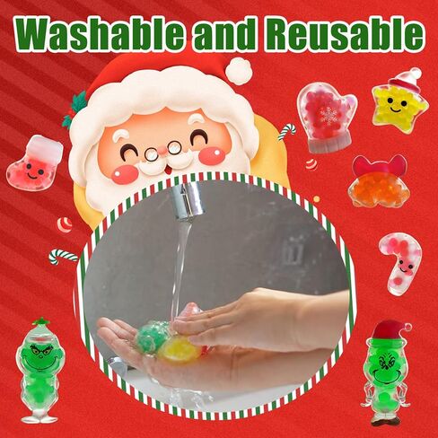 28 قطعة من ألعاب إسفنجية عيد الميلاد، ألعاب تململ كرة الضغط لتخفيف التوتر والقلق، هدايا حفلات عيد الميلاد لتخزين المواد والجوائز وصندوق الهدايا in Kuwait