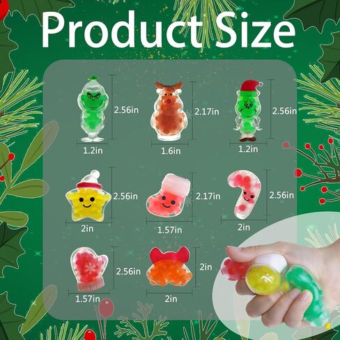 28 قطعة من ألعاب إسفنجية عيد الميلاد، ألعاب تململ كرة الضغط لتخفيف التوتر والقلق، هدايا حفلات عيد الميلاد لتخزين المواد والجوائز وصندوق الهدايا in Kuwait