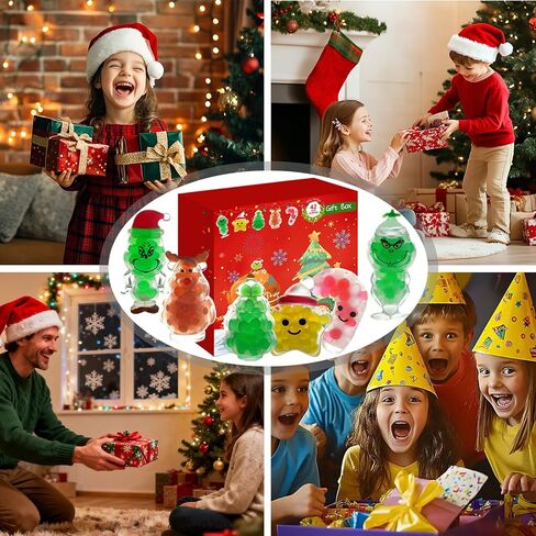 28 قطعة من ألعاب إسفنجية عيد الميلاد، ألعاب تململ كرة الضغط لتخفيف التوتر والقلق، هدايا حفلات عيد الميلاد لتخزين المواد والجوائز وصندوق الهدايا in Kuwait