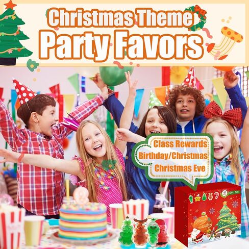 28 قطعة من ألعاب إسفنجية عيد الميلاد، ألعاب تململ كرة الضغط لتخفيف التوتر والقلق، هدايا حفلات عيد الميلاد لتخزين المواد والجوائز وصندوق الهدايا in Kuwait