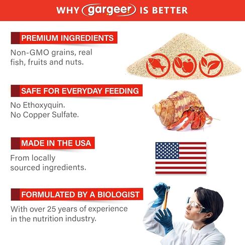 Gargeer 2oz Hermit Crab Food. Non-GMO, Premium Ingredients, Made in USA in Saudi Arabia