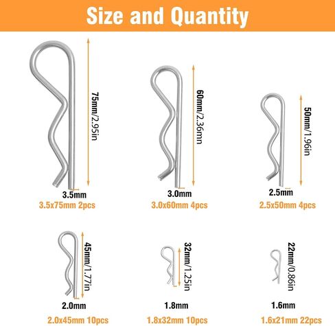 16 Pcs Heavy Duty Cotter Pins,Hitch Pins Clip R Clips Spring Retaining Wire Hair Pins Kotter Pin Strong Spring Tension Large Hardware Pins for Trailer Tractors Mower Carts Truck Pin Clip M3x65mm in Saudi Arabia