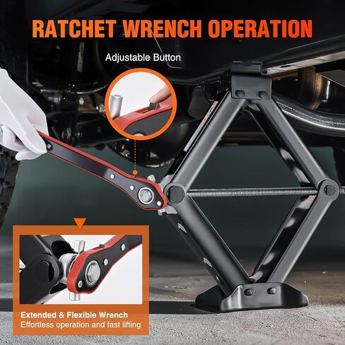 Nilight Scissor Jack for Car 1.5 Ton(3307 lbs), Heavy Duty Steel Scissor Lift Jack Car Kit with Ratchet Wrench for Sedan SUV MPV Tire Changing, 3.9''-13.6'' Lifting Range Portable Small Jack Black in Kuwait