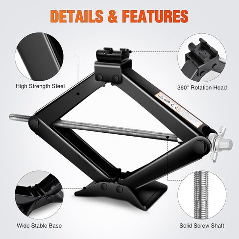Nilight Scissor Jack for Car 1.5 Ton(3307 lbs), Heavy Duty Steel Scissor Lift Jack Car Kit with Ratchet Wrench for Sedan SUV MPV Tire Changing, 3.9''-13.6'' Lifting Range Portable Small Jack Black in Kuwait