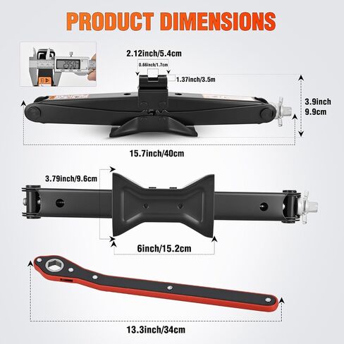 Nilight Scissor Jack for Car 1.5 Ton(3307 lbs), Heavy Duty Steel Scissor Lift Jack Car Kit with Ratchet Wrench for Sedan SUV MPV Tire Changing, 3.9''-13.6'' Lifting Range Portable Small Jack Black in Kuwait