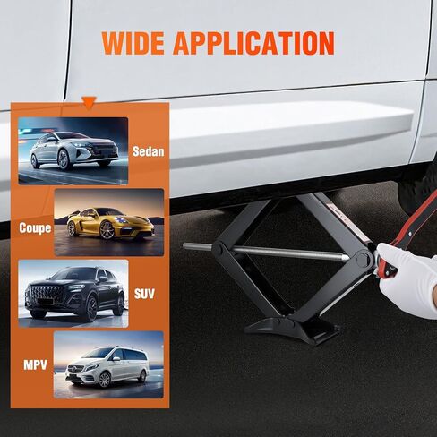 Nilight Scissor Jack for Car 1.5 Ton(3307 lbs), Heavy Duty Steel Scissor Lift Jack Car Kit with Ratchet Wrench for Sedan SUV MPV Tire Changing, 3.9''-13.6'' Lifting Range Portable Small Jack Black in Kuwait