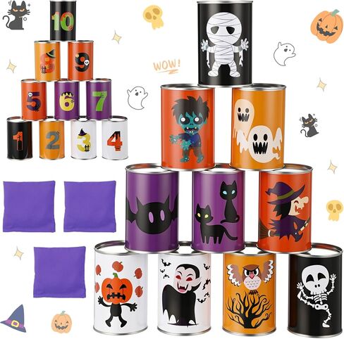 HyDren 13 Pcs Christmas Carnival Can Bean Bag Toss Games for Kids Adults Throwing Can Game for Birthday Family Festive Holiday Homeschooling Backyard Indoor Outdoor Supplies in Saudi Arabia