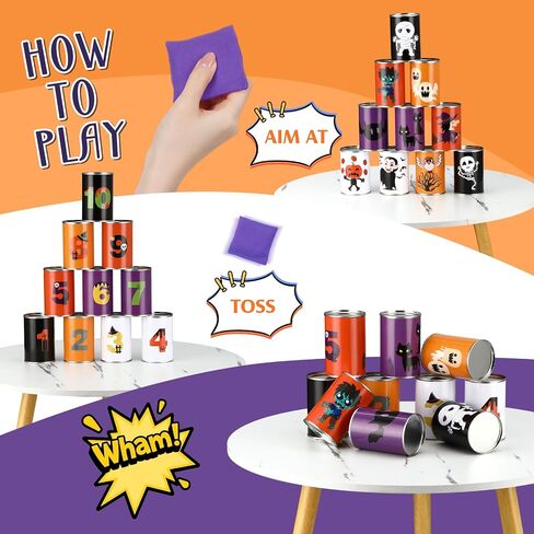 HyDren 13 Pcs Christmas Carnival Can Bean Bag Toss Games for Kids Adults Throwing Can Game for Birthday Family Festive Holiday Homeschooling Backyard Indoor Outdoor Supplies in Saudi Arabia