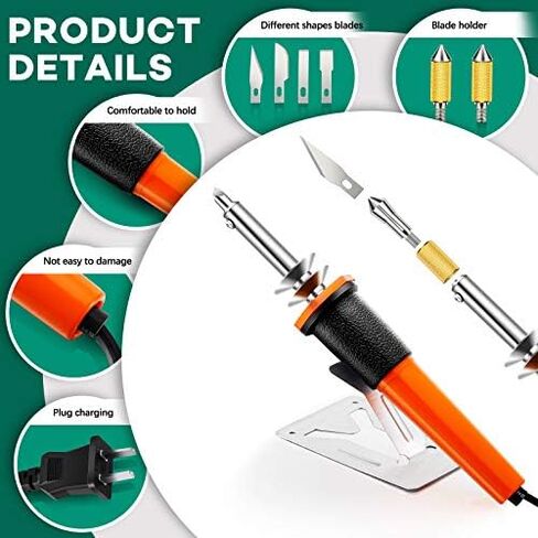 Honoson 22 Pieces Electric Hot Knife Cutter Tool Kit Include Heated Knife Plastic Cutter With Multipurpose 16 Blades 4 Blade Holders Metal Stand For Soft Thin Plastic Foam Stencils(Orange) in Kuwait