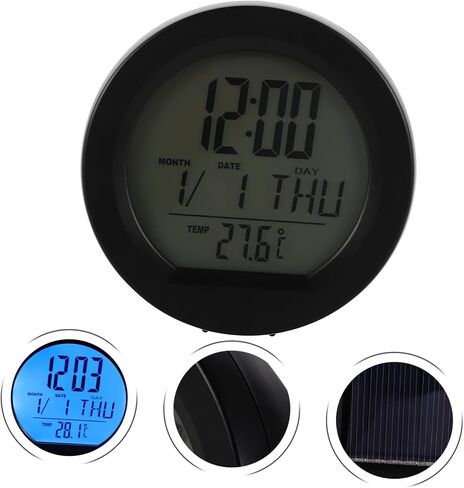 Solar Car Dashboard Clock with Thermometer Sleek Design Easy Installation Solar Powered Date Display for Vehicles Enhance Aesthetic Appeal Driving Experience in Saudi Arabia