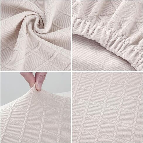 Fuloon Stretch Jacquard Dining Bench Cover - Anti-Dust Removable Bench Slipcover Washable Bench Seat Protector Cover for Living Room, Bedroom, Kitchen (Beige) in Kuwait