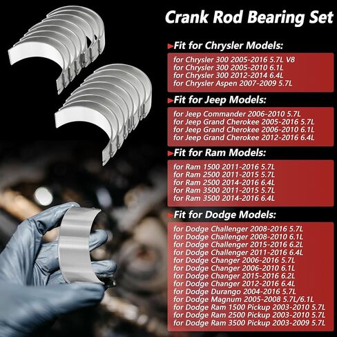 16 قطعة محمل قضيب التوصيل مجموعة لكرايسلر 300 ل دودج تشالنجر ل جيب كوماندر ل رام 1500 2500 محرك قضيب محمل عدة رقم RB1160/84960P in Kuwait