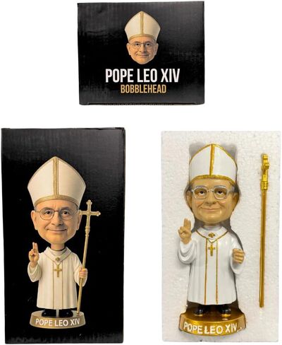LEMONSODA Pope Leo XIV Bobblehead - 7 Inch Collectible Figure - Catholic Gift, Religious Decor, Funny Desk Accessory (Zucchetto) in Saudi Arabia