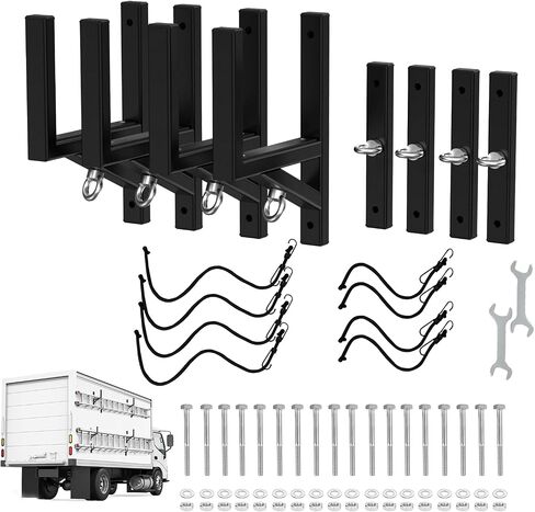 Cargo Trailer Ladder Rack-400lb Load-Carry 2-4 Ladders-Adjustable Aluminum Side Mount RV Ladder Rack-Rubber Pads/Bungee Cords/Hooks for Open/Enclosed Trailer/Garage/Shed Exterior/Interior Wall in Saudi Arabia