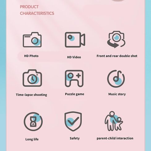 Educational Camera for Kids Built in 32G Storage Double Lens Auto Focusing MP3 Player Interactive Learning Games Kids Camera in Saudi Arabia