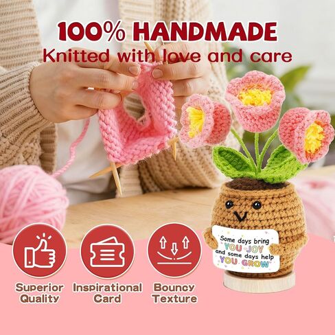 Hoedia Positive Broccoli, 3.7 inch Mini Funny Knitted Wool Broccoli Toy with Positive Card, Handmade Cute Creative Positive Life Doll for Friend Coworker Birthday Gift Encouragement Decoration Party in Saudi Arabia