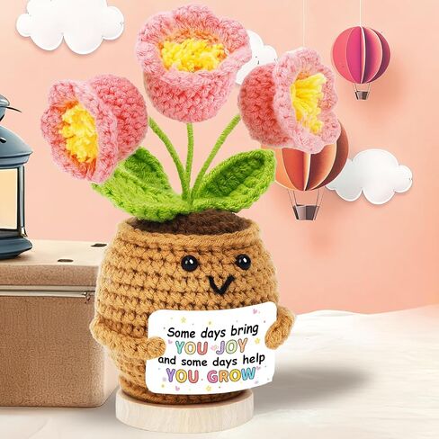 Hoedia Positive Broccoli, 3.7 inch Mini Funny Knitted Wool Broccoli Toy with Positive Card, Handmade Cute Creative Positive Life Doll for Friend Coworker Birthday Gift Encouragement Decoration Party in Saudi Arabia