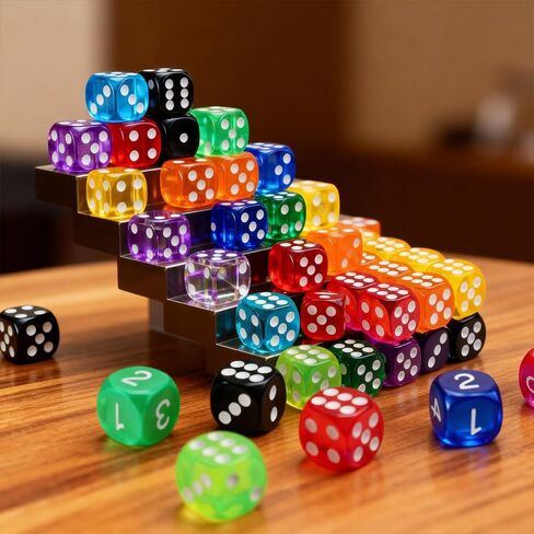 36 Pack 14MM Translucent Colors 6 Sided-Dice Set for Office Furniture Random Color in Saudi Arabia