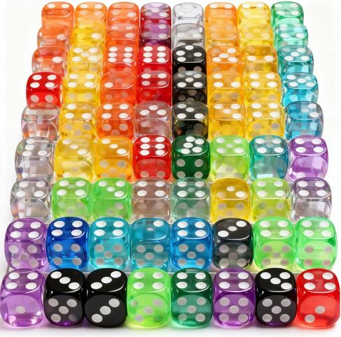 36 Pack 14MM Translucent Colors 6 Sided-Dice Set for Office Furniture Random Color in Saudi Arabia