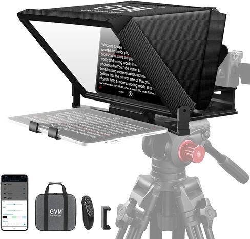 جهاز ملقن GVM محمول لأجهزة iPad والكمبيوتر اللوحي والهواتف الذكية وكاميرات DSLR، طقم ملقن مع جهاز تحكم عن بعد وحامل مرن، ملقن لتطبيق الهاتف الذكي متوافق مع iOS/Android in Saudi Arabia